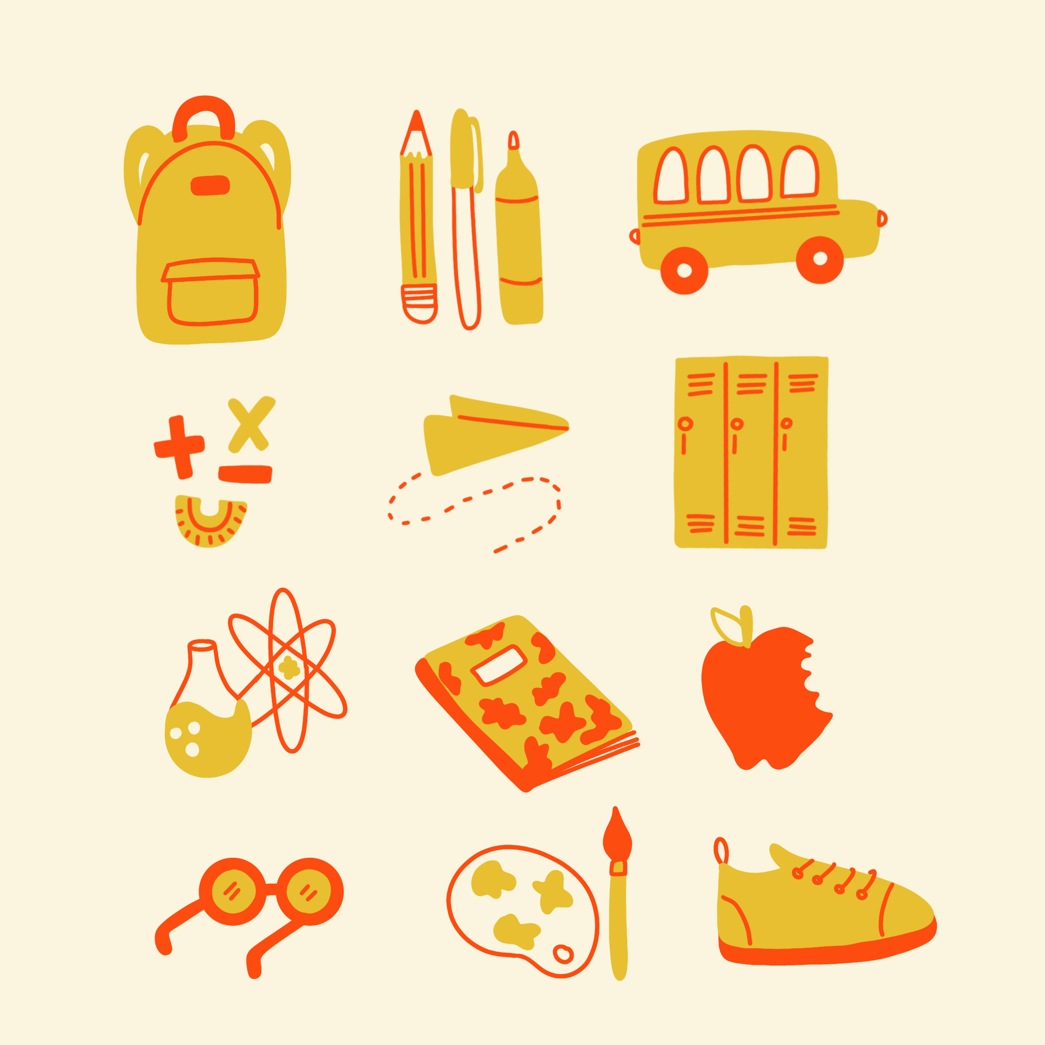 2 color icons for Back to School
