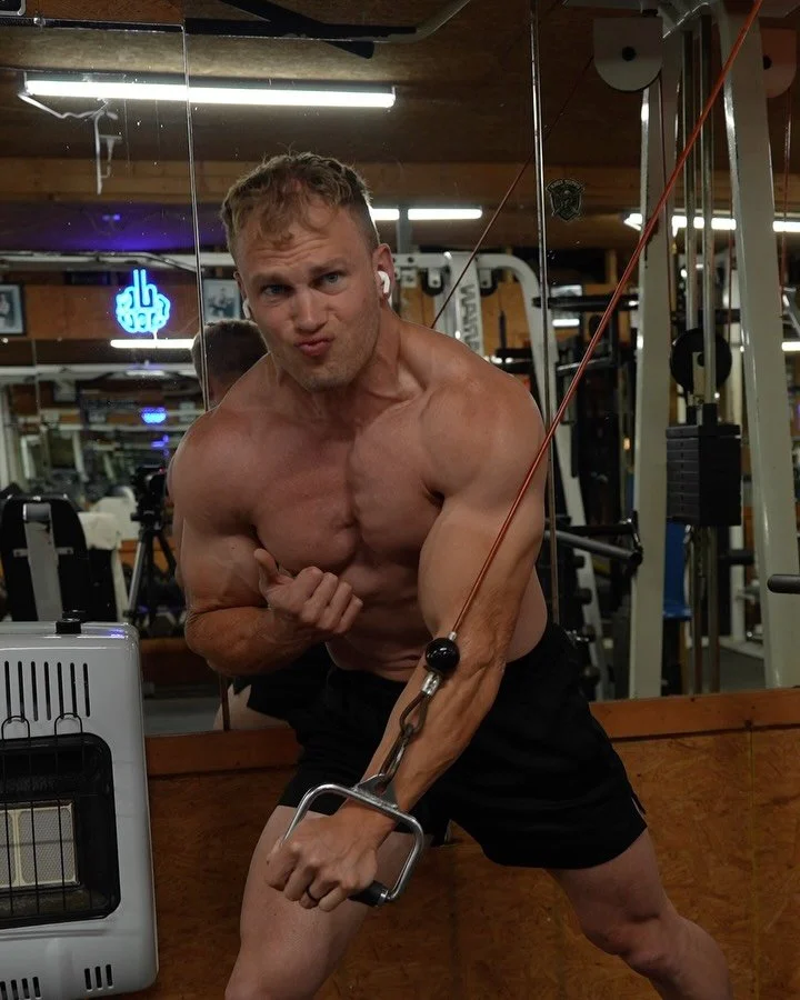 Chest + Triceps

Started with 100 push-ups 

Flat DB Fly
4x15

Smith Bench
4x10 + &frac14; reps 

Low to High Cable Fly
4x15

Decline Cable Press
4x12

Finished with triceps (not shown)

Single Arm Cable Extension
4x12

V-Bar Pushdown
4x12&ndash;15

