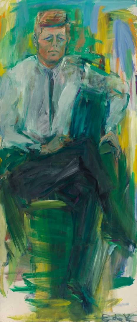 John F. Kenney, Jr. Portrait by Elaine de Kooning. It is a more impressionist style.