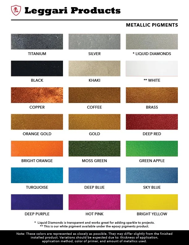Leggari Metallic Pigment Options
