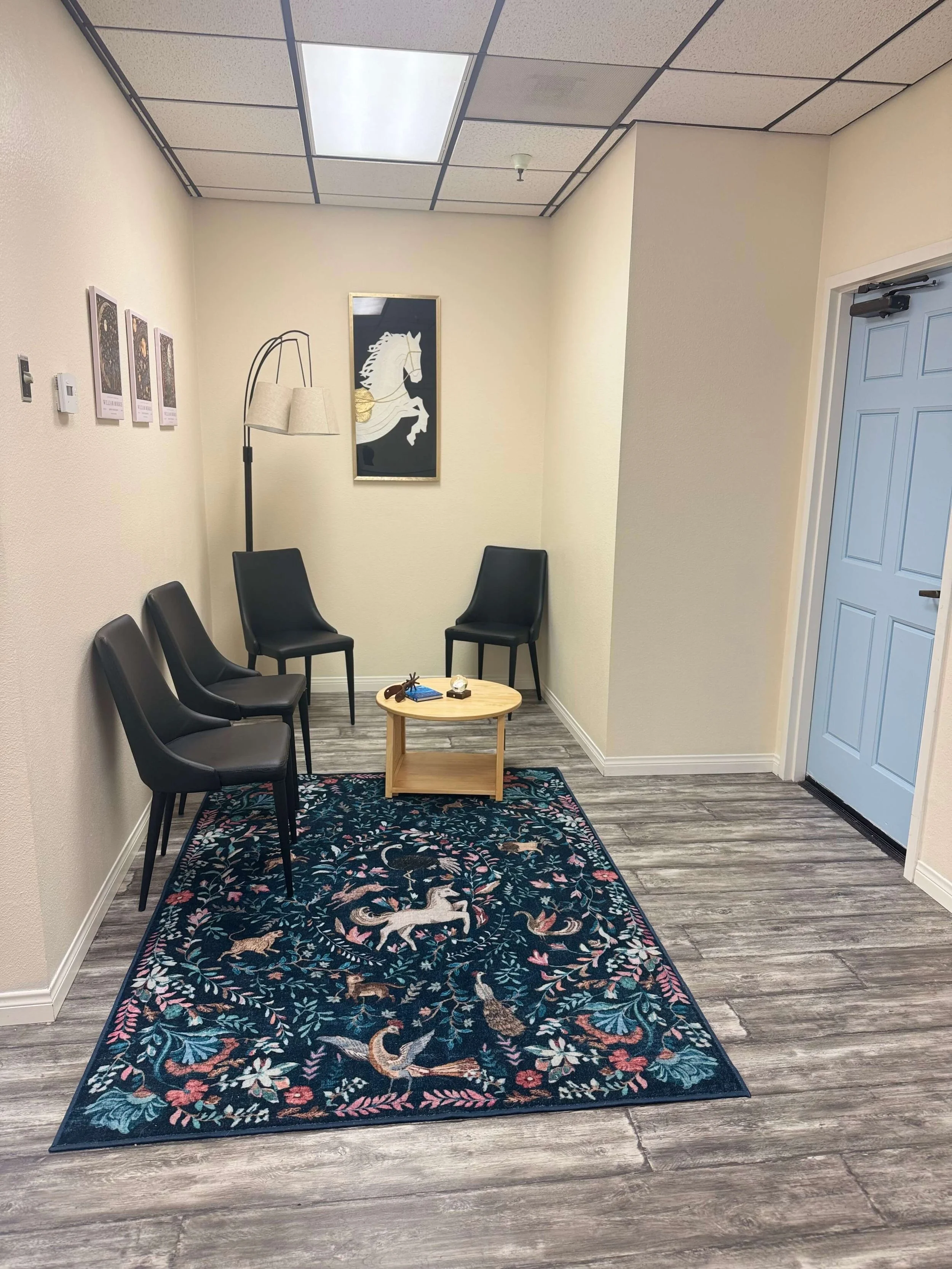 Waiting room at Nova Upper Cervical Chiropractic in Carlsbad, CA