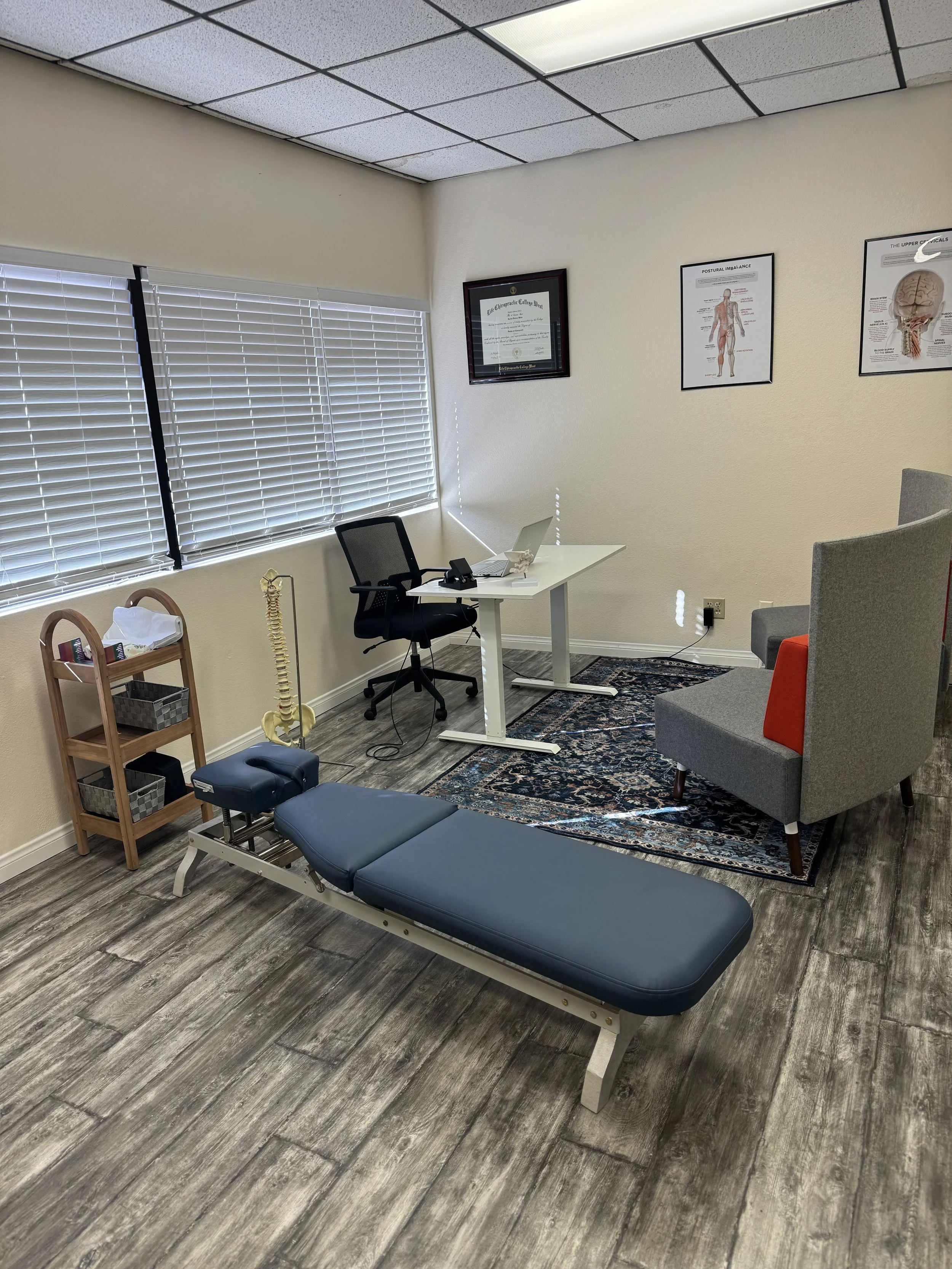 Upper cervical chiropractic adjustment area at Nova Upper Cervical Chiropractic in Carlsbad, CA