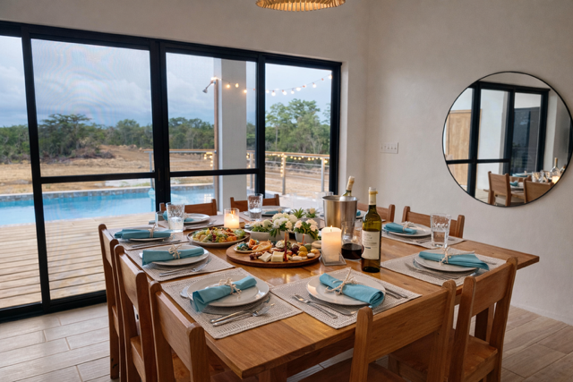 Open dining with views that blur the line between inside and out