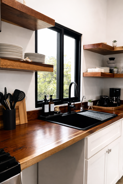 Natural textures, modern design - wood, light and calm woven throughout the villa