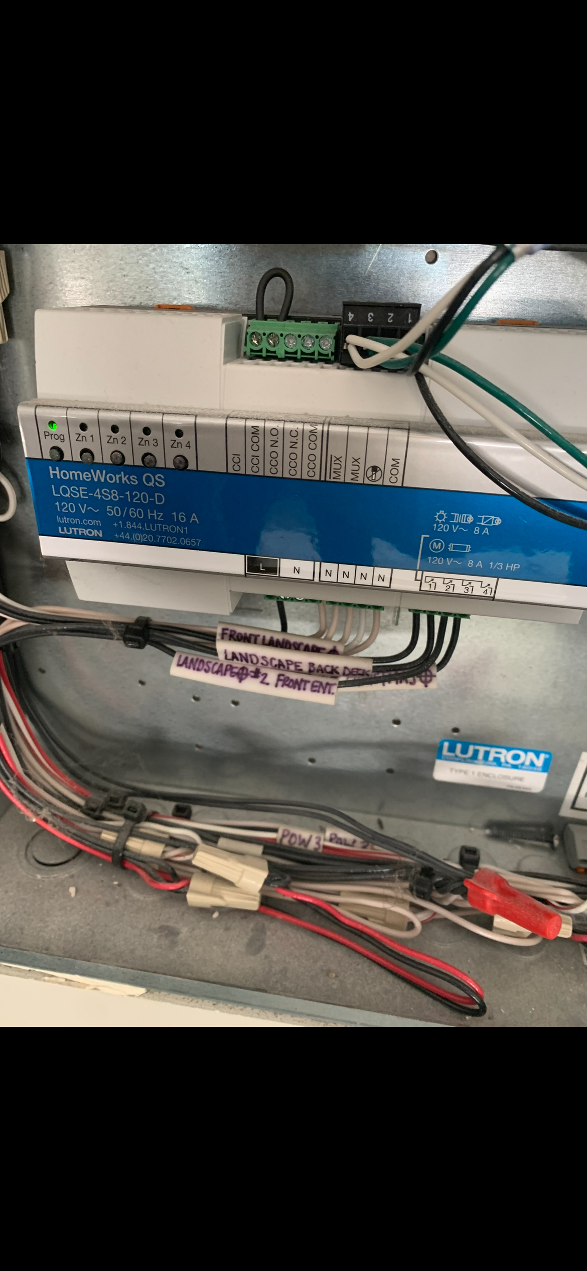 Lutron panel wiring for custom smart home application 