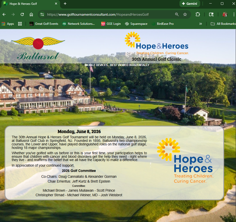 Custom Golf Tournament Website
