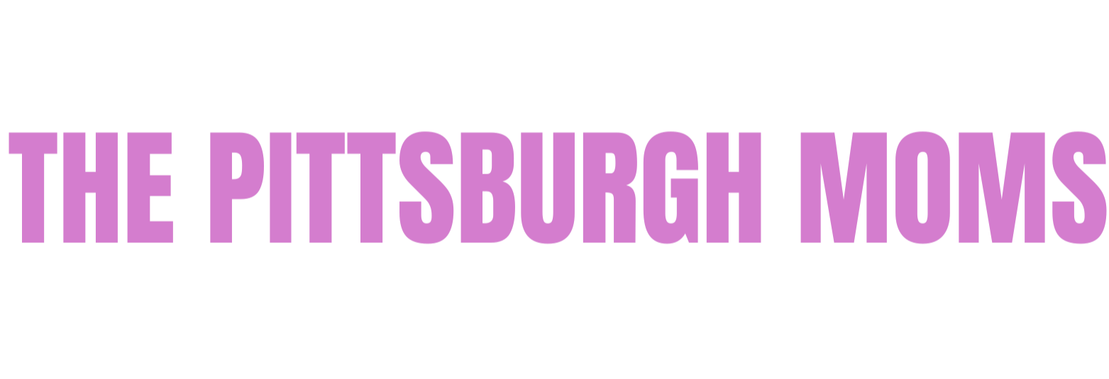 Text logo reading 'The Pittsburgh Moms' in purple and black letters.