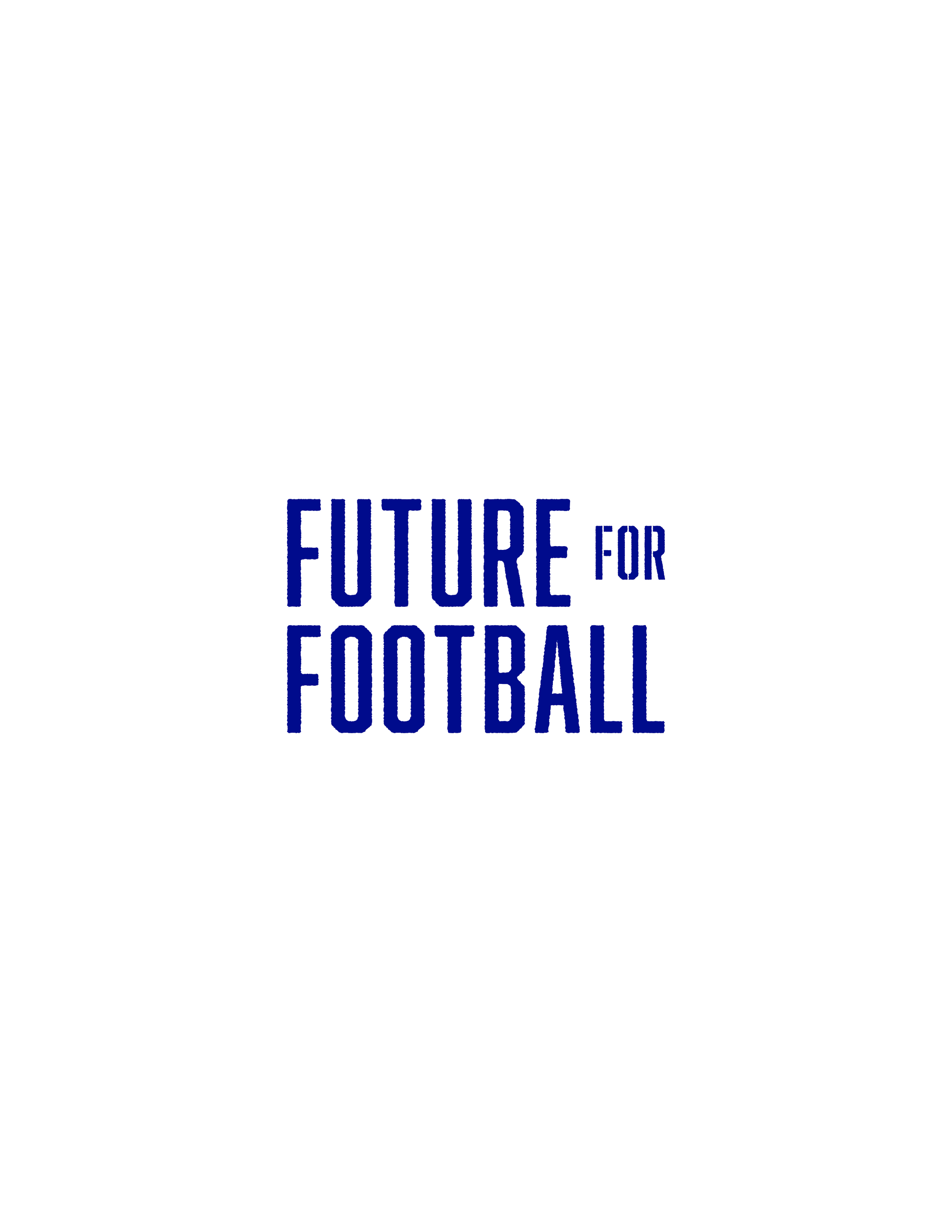 Bold graphic text reading 'Future for Football' in blue, set against a black background.