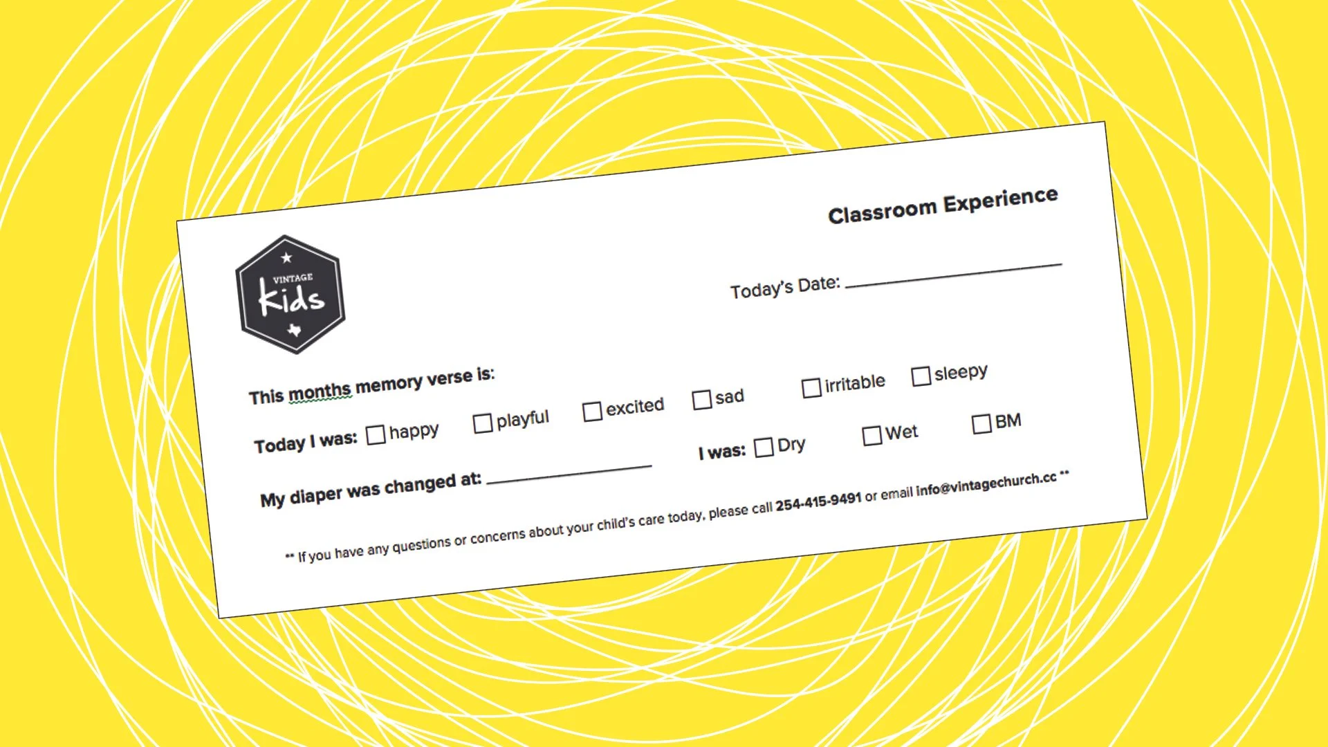 Classroom Parent Experience Card