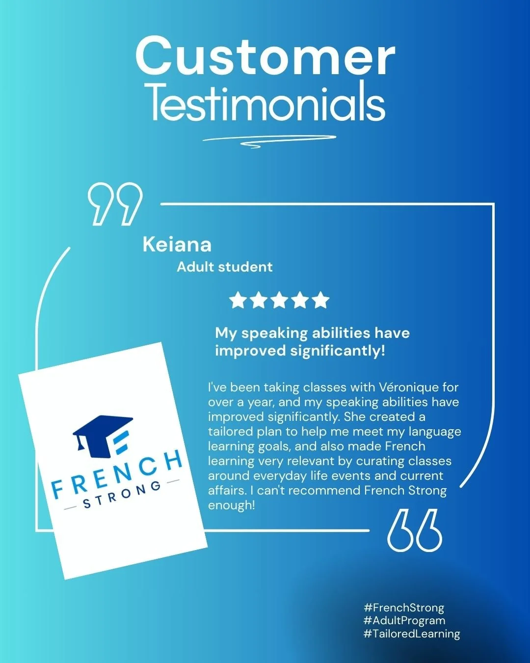 Always a pleasure working with Keiana!

DM for a FREE 45-minute consultation &amp; lesson! Commence tes le&ccedil;ons STRONG!

#tailoredlearning #frenchsecondlanguage #intermediatefrench #beginnerfrench #adultprogram #adultcurriculum #FrenchStrong #F