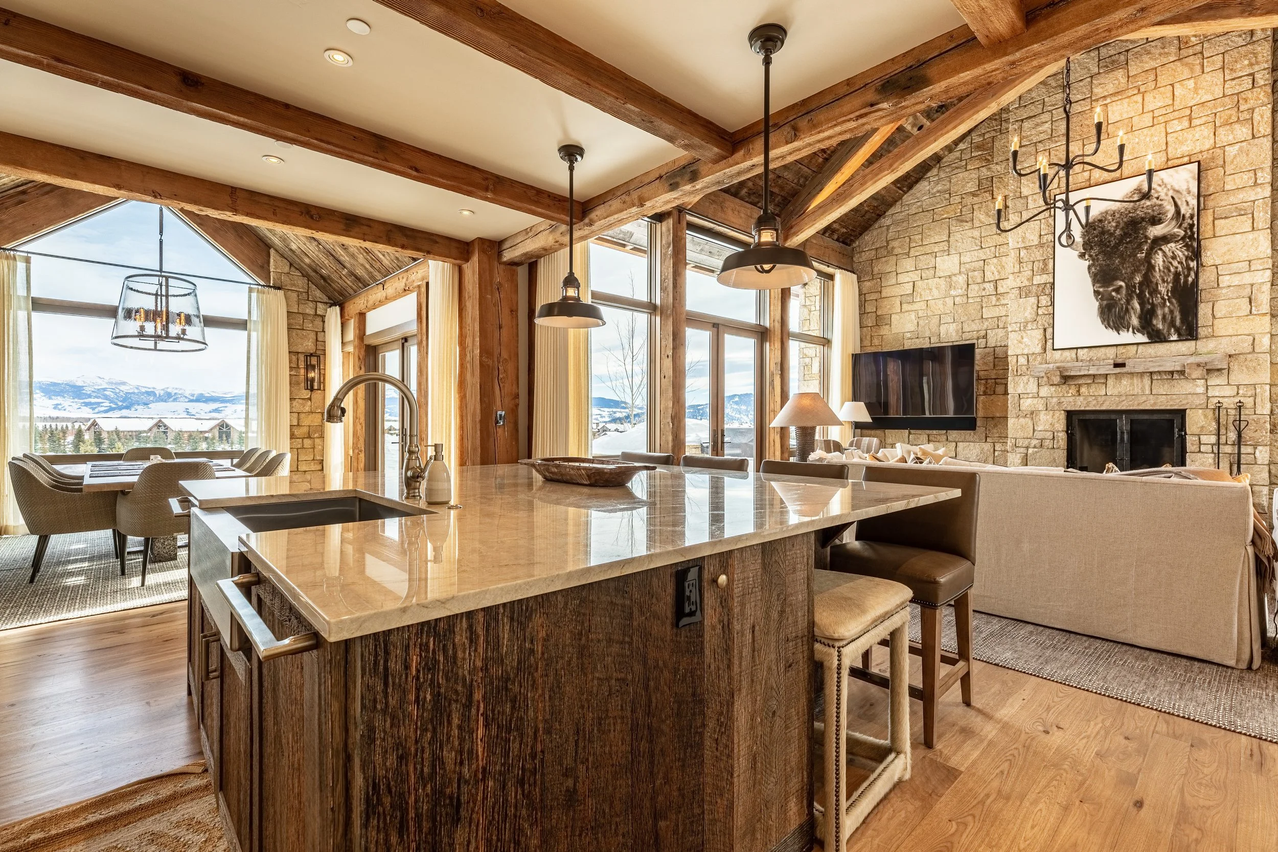 kitchen and great room