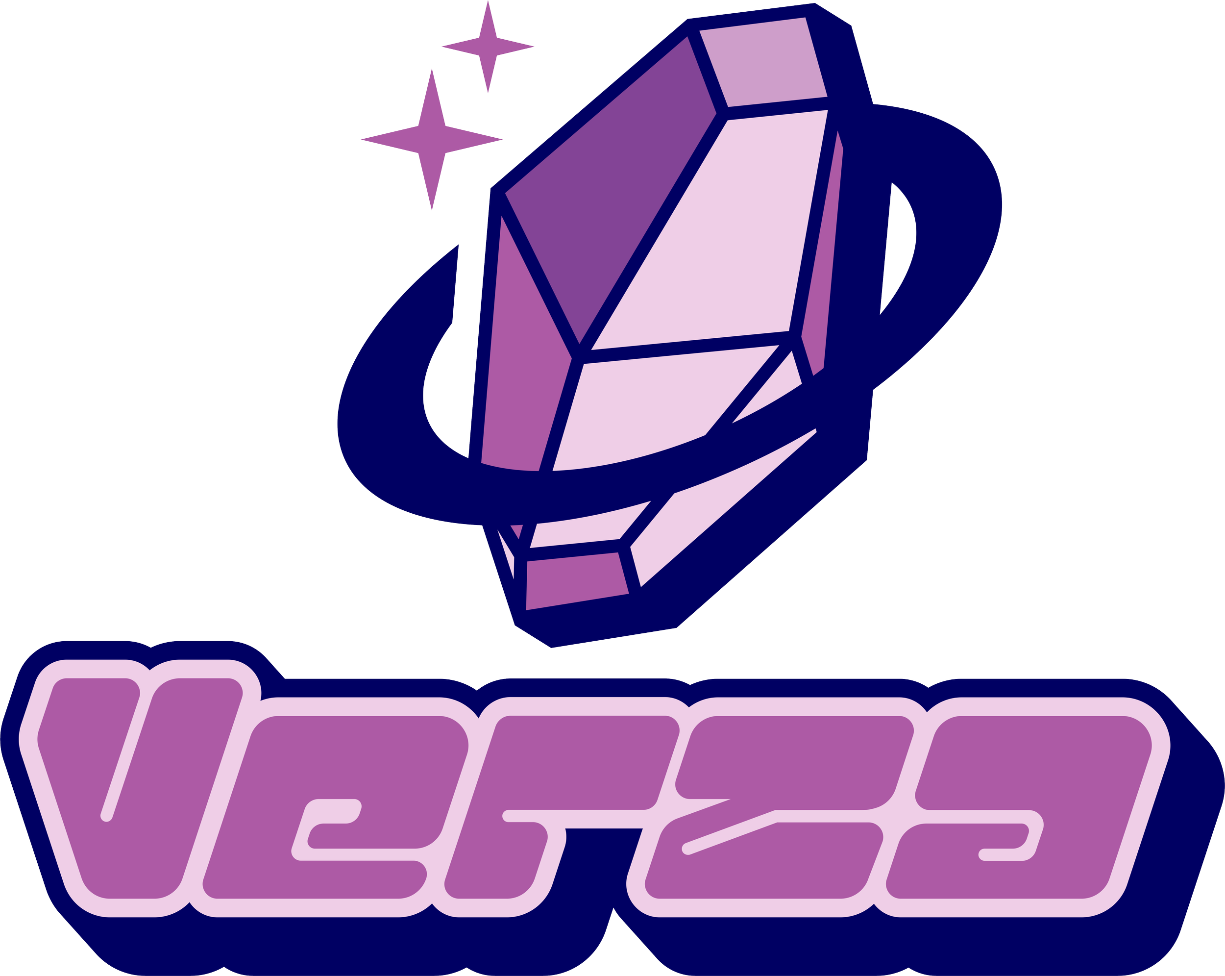 A logo with a purple geometric helmet and stars above it, with the word "VETTED" in stylized purple lettering underneath.