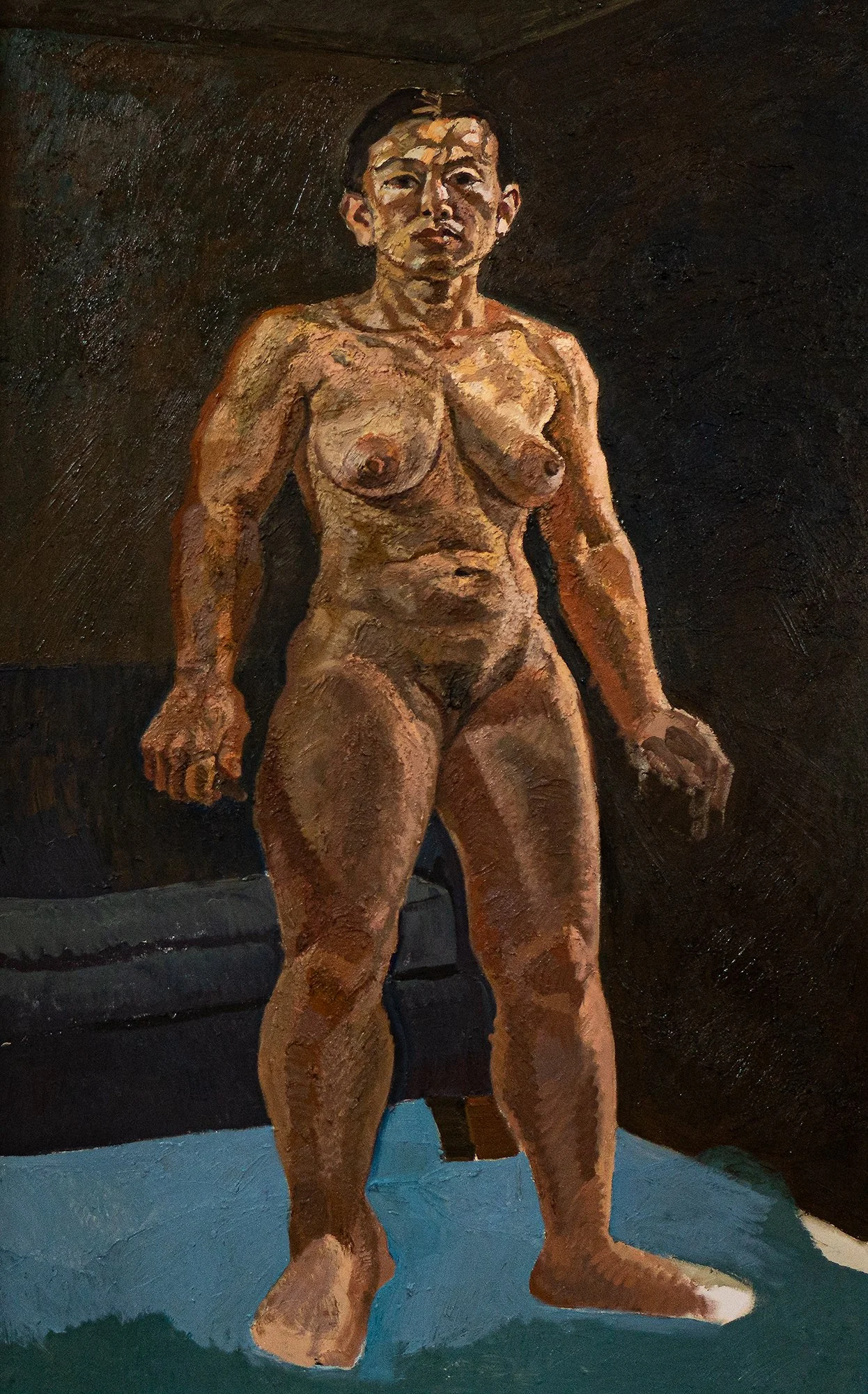 [Self Portrait--in progress 2026], oil on canvas, 36x60