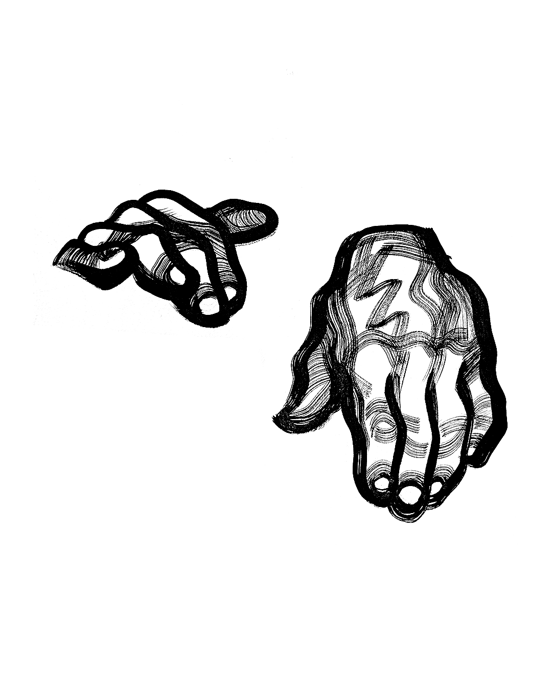 Prepatory drawing, ink on paper