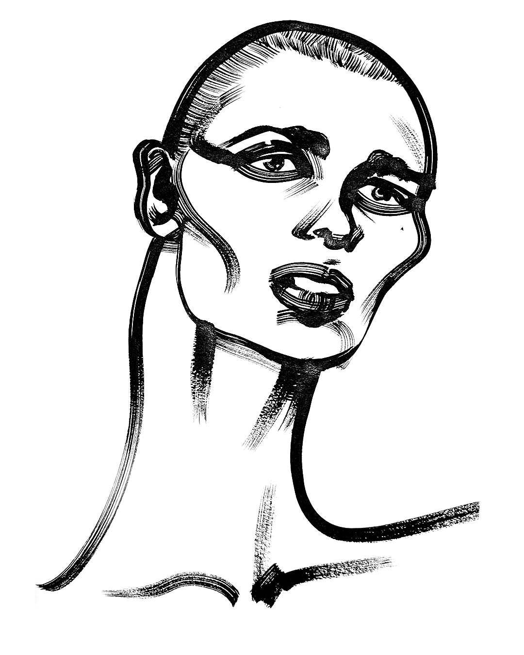 Prepatory drawing, ink on paper