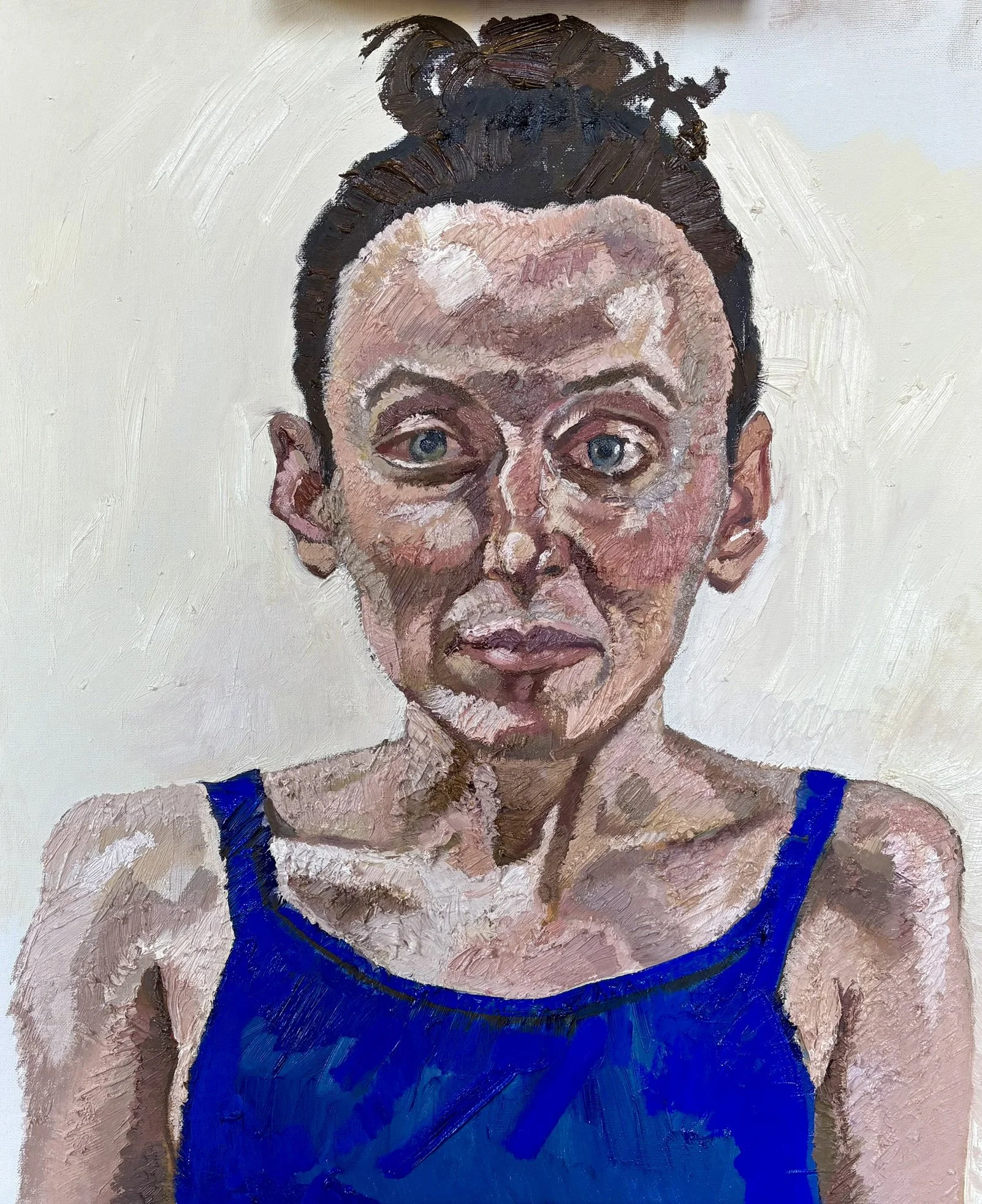 "Woman in a Blue Bathing Suit" 2025, oil on canvas, 20x24