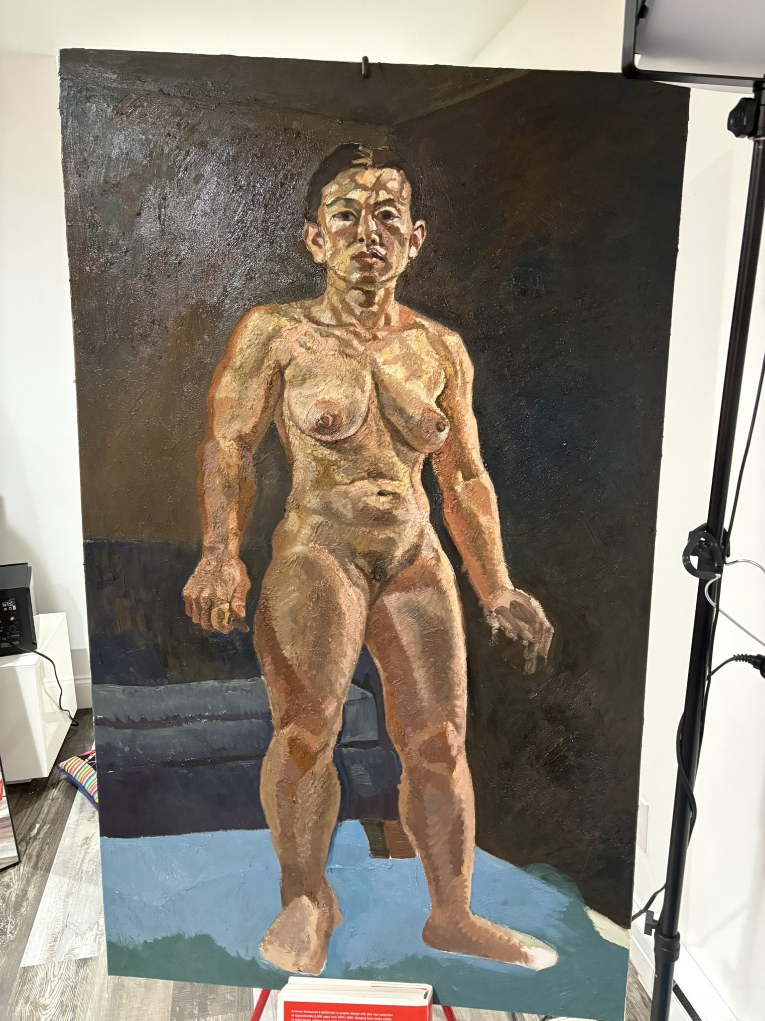[Self Portrait--in progress 2026], oil on canvas, 36x60