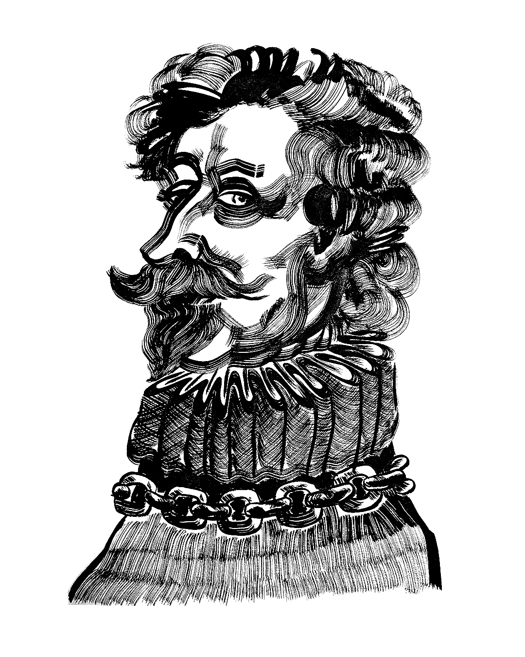 Prepatory drawing, ink on paper