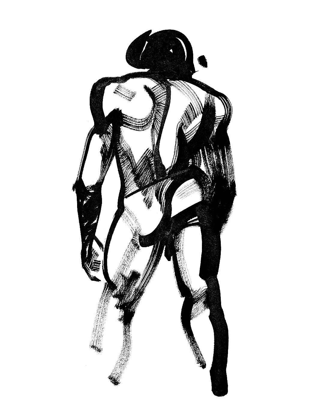 Prepatory drawing, ink on paper