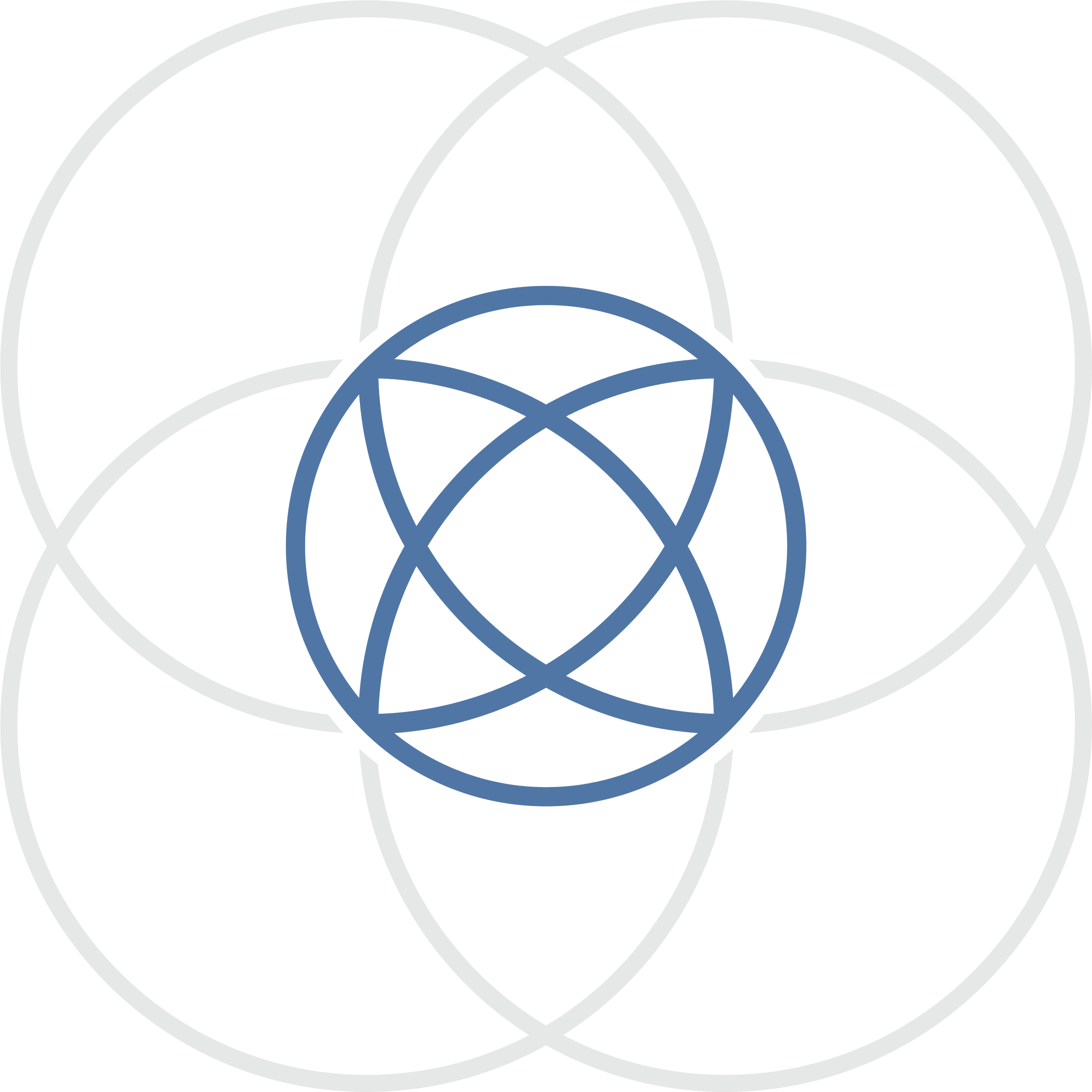 Overlapping geometric circles creating a complex pattern of intersecting shapes.