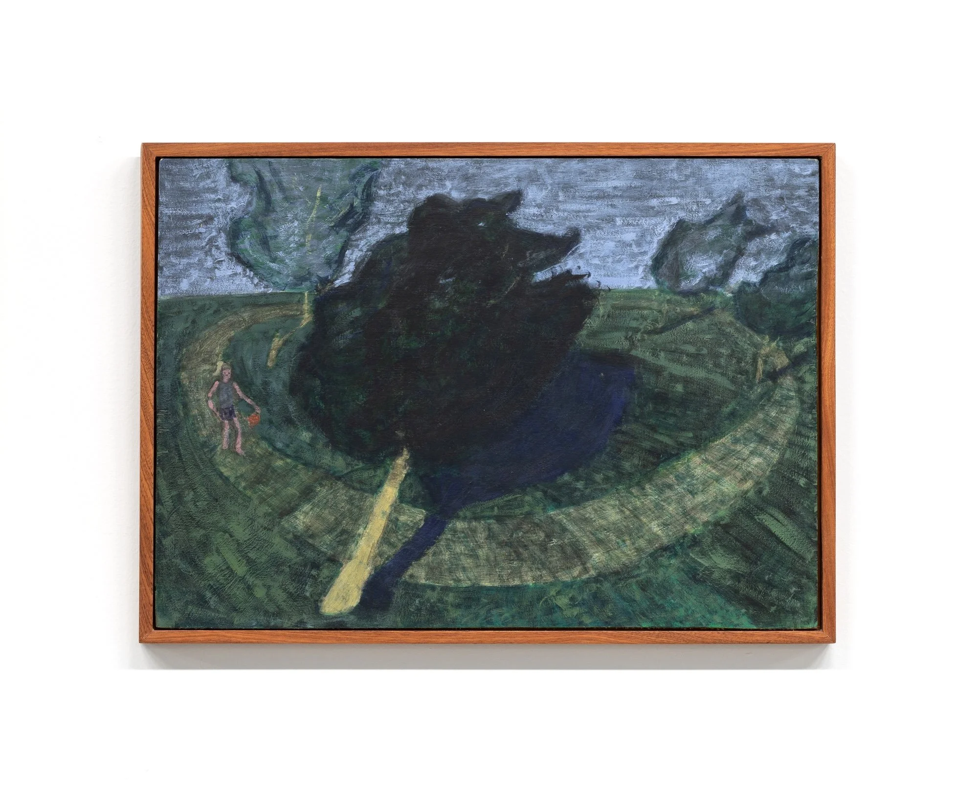 The ball dribbler, 2021 / casein tempera on panel in handmade frame / 12" x 16.75"