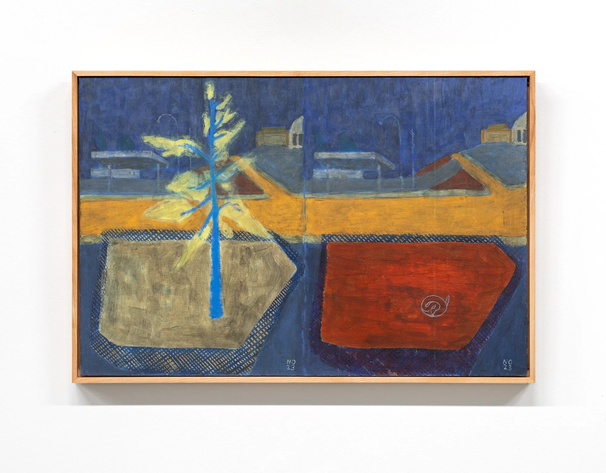 The rising tide of Mcloughlin BLVD, 2023 / casein tempera on panel in handmade frame / 12" x 18"