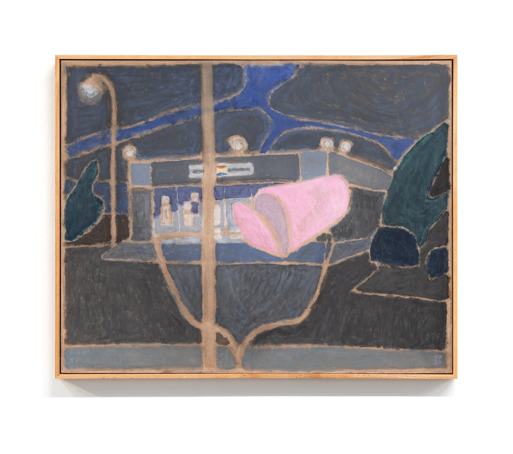 My Plaid Pantry has a mailbox, 2024 / casein tempera on panel in handmade frame / 16" x 20"