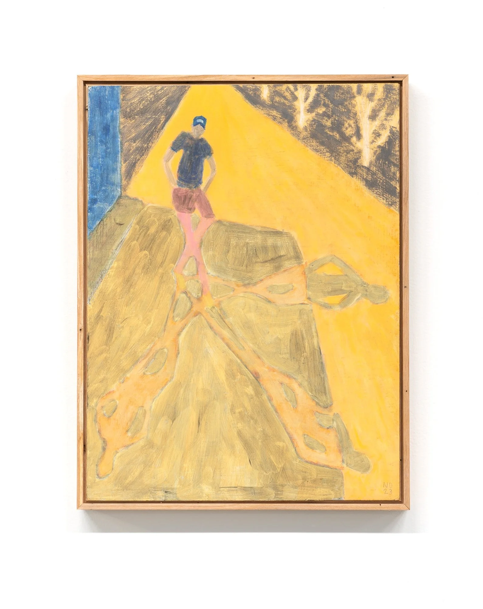 The passenger won't, 2023 / casein tempera on panel in handmade frame / 16" x 12"