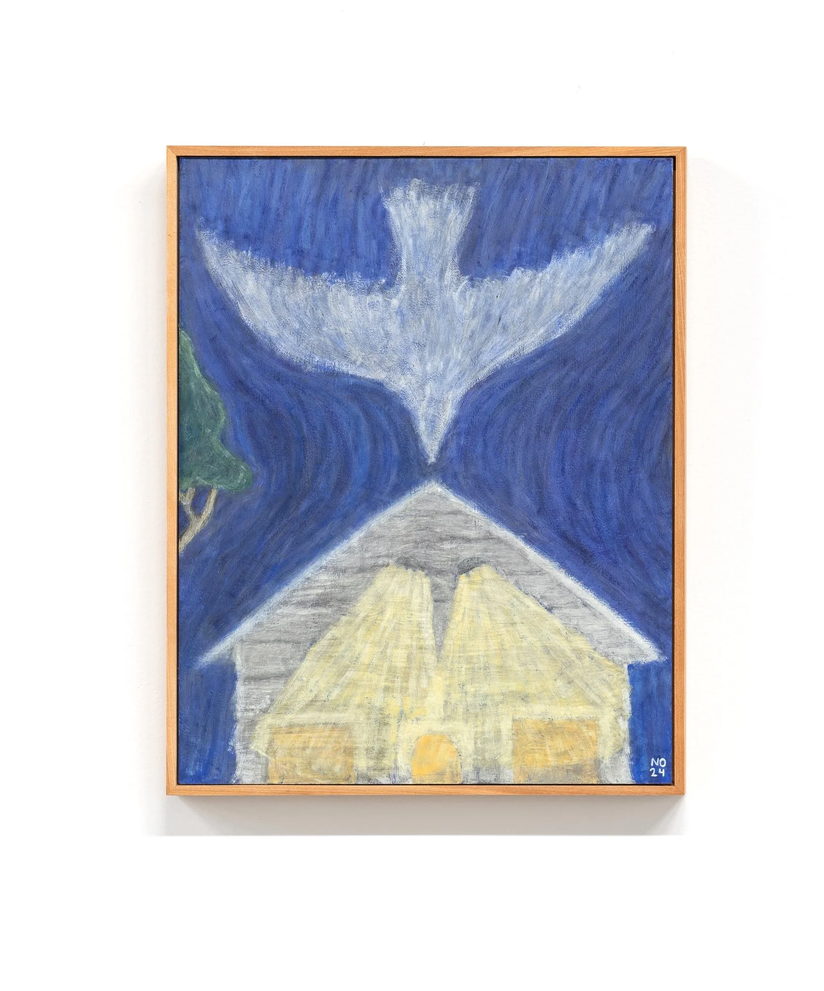 All the shit you need, 2024 / egg and casein tempera on panel in handmade frame / 14" x 11"