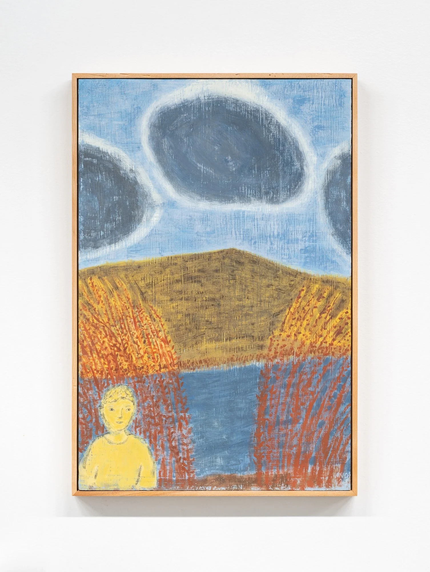 I can be here, 2023 / casein tempera on panel in handmade frame / 18" x 20"