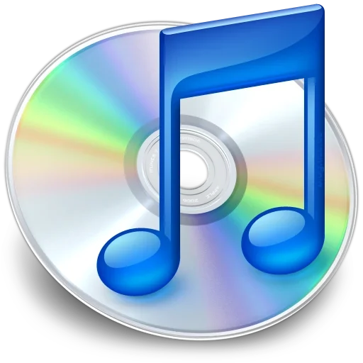 A compact disc with a blue musical note icon overlaid in front of it.
