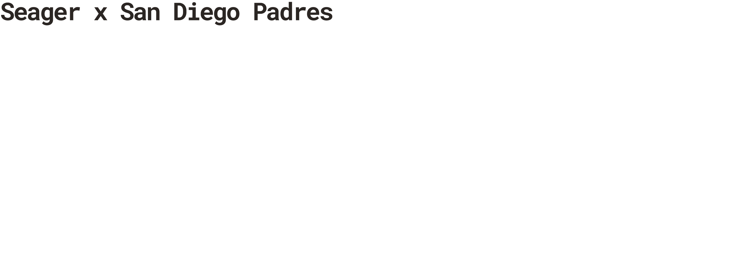 Text displaying the matchup between Seager and San Diego Padres.