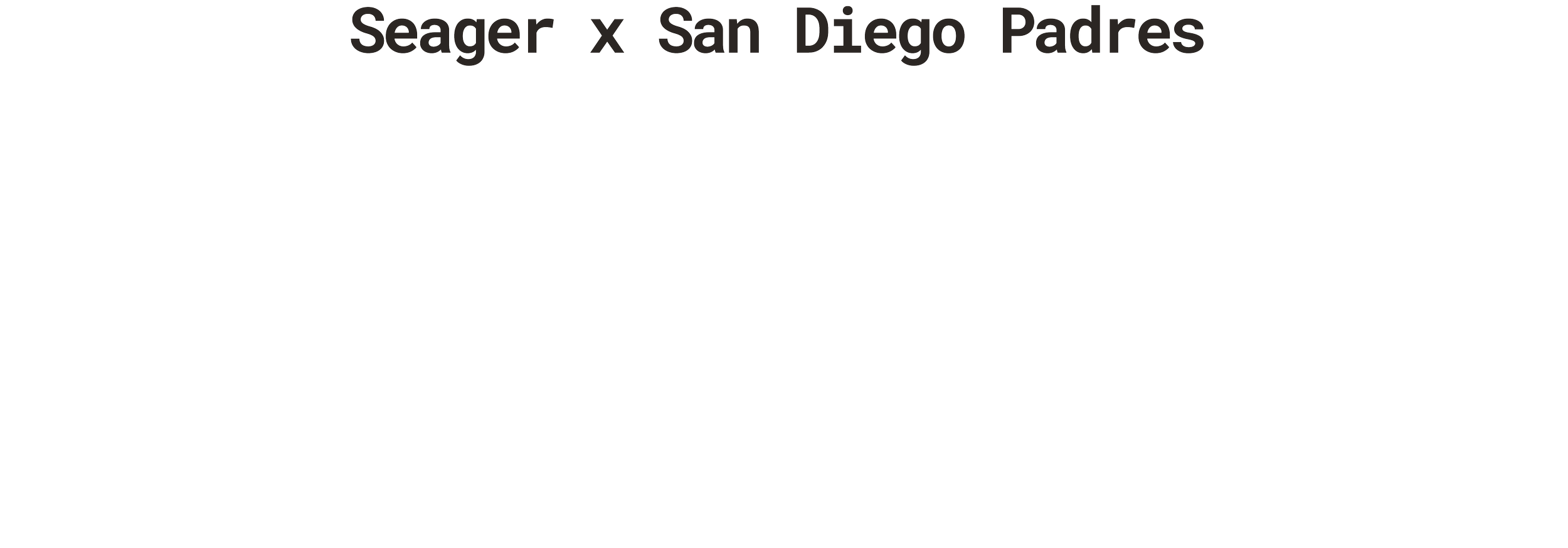 Text graphic that reads 'Seager x San Diego Padres' in bold letters.