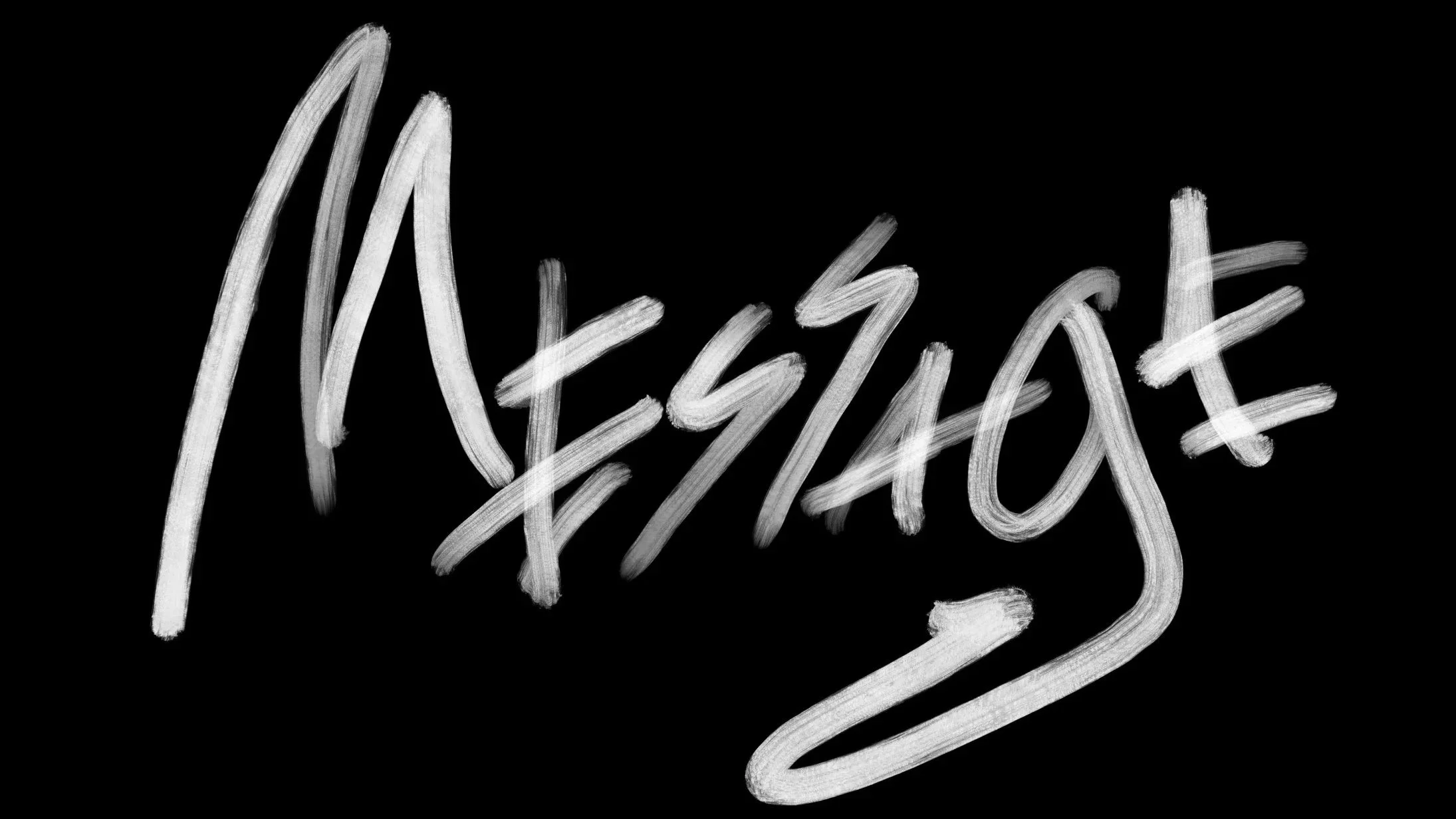 The word 'Message' written in white chalk on a black background.