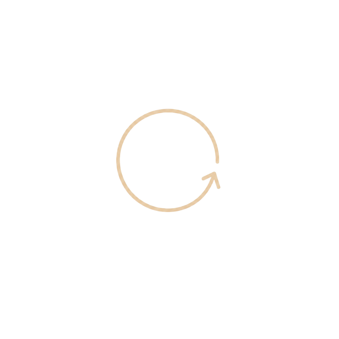 North Theory |  A circular arrow icon in beige on a black background.