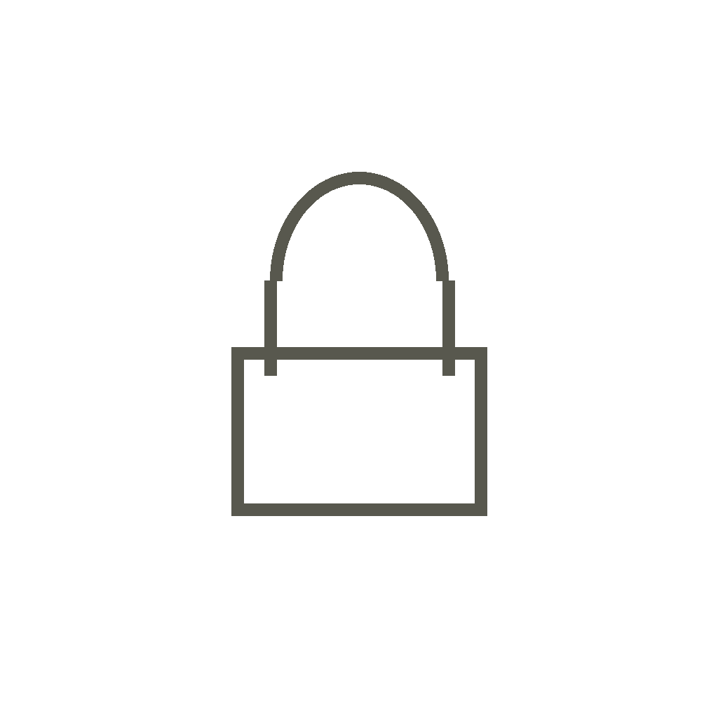 Outline of a handbag or purse with a rectangular body and rounded handles.