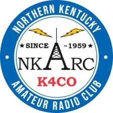 Northern Kentucky Amateur Radio Club logo featuring a blue circle, black radio tower, lightning bolts, and text including 'Since 1959' and 'K4CO'.