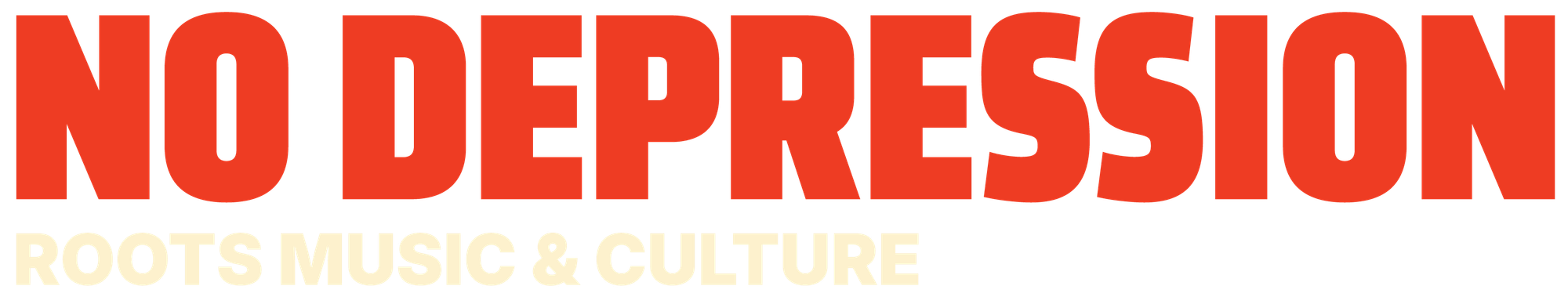 No Depression Roots Music & Culture logo in black, beige, and red