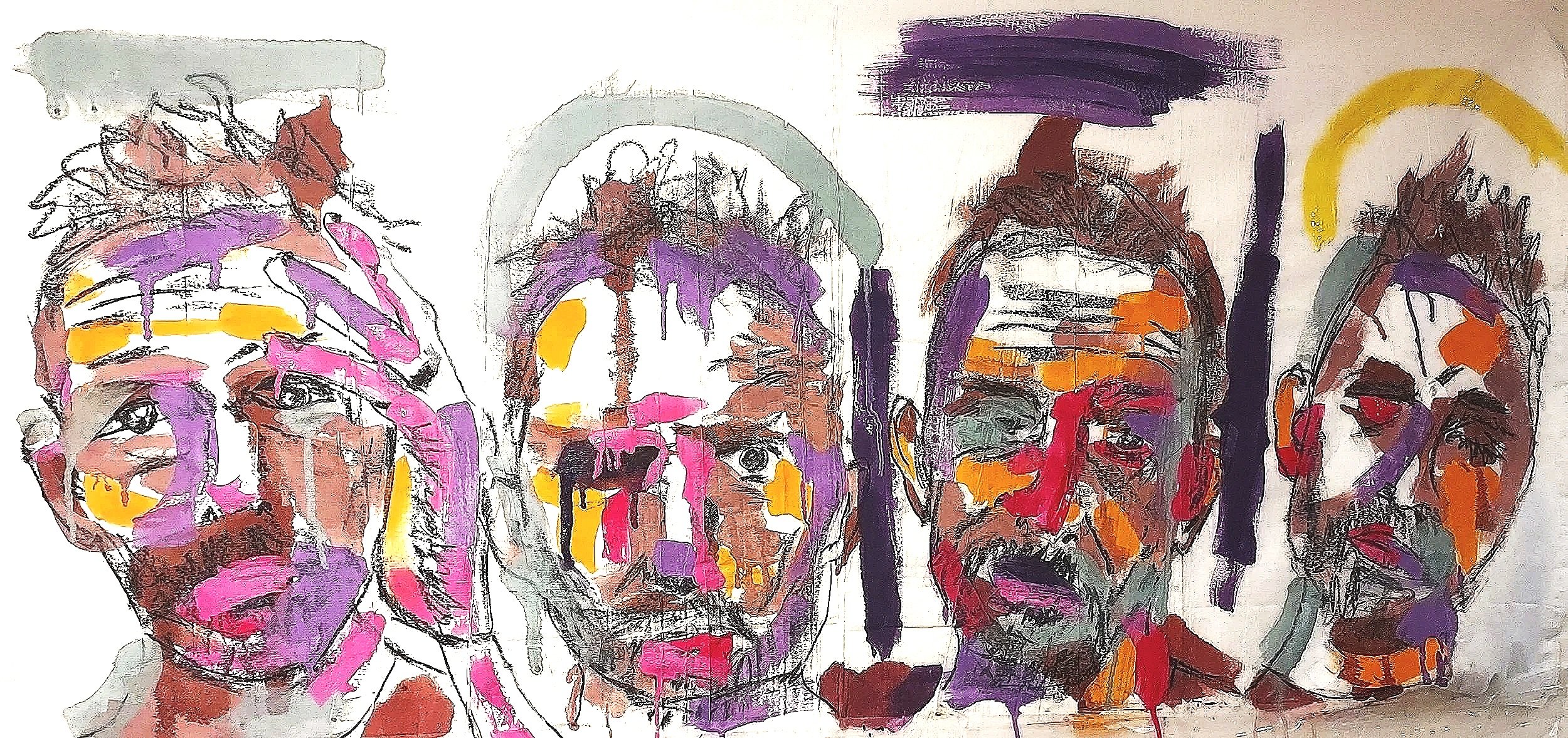 GATHERED FACES — 
many faces pushed together into one image