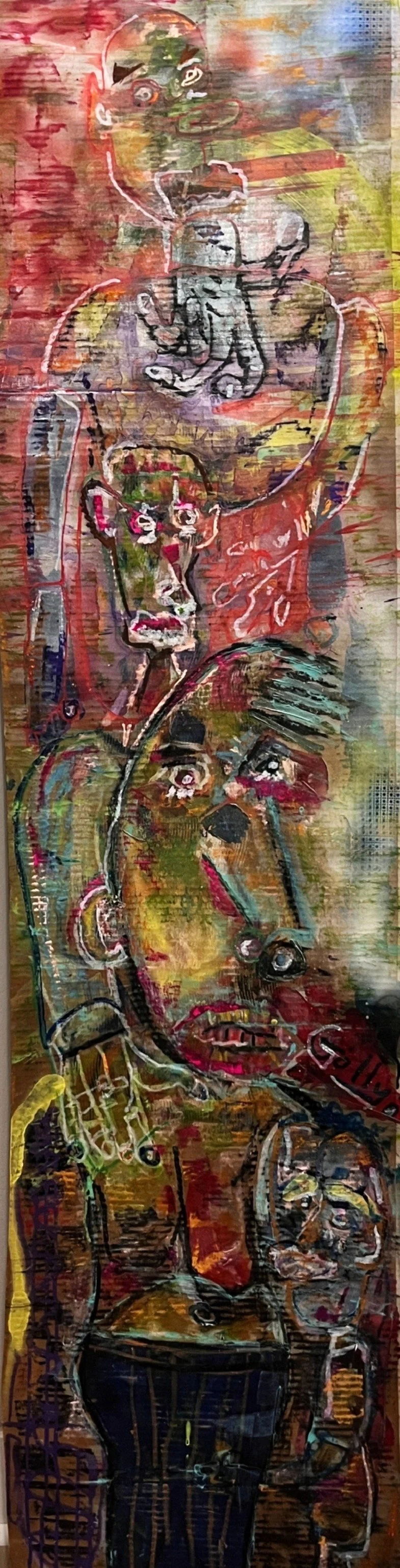 STACKED FIGURE — figure constructed through stacked marks on cardboard