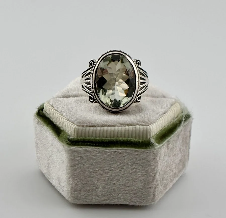 Vintage Prasiolite Statement Ring in Sterling Silver