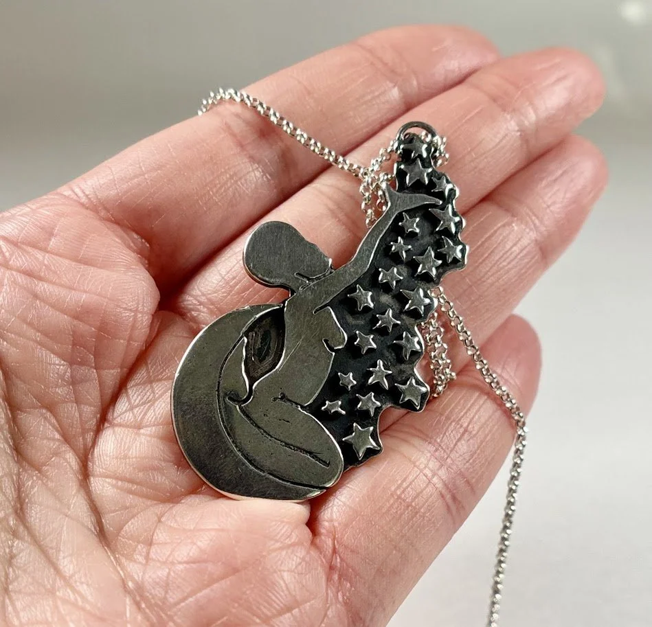 Modernist Celestial Nude Pendant in Sterling Silver