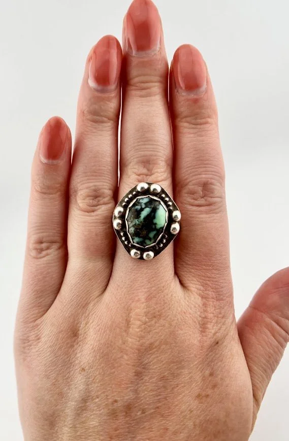 Vintage Southwestern Turquoise Ring in Sterling Silver
