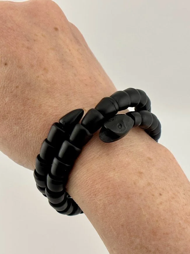 Antique Victorian Snake Wrap Bracelet in Whitby Jet