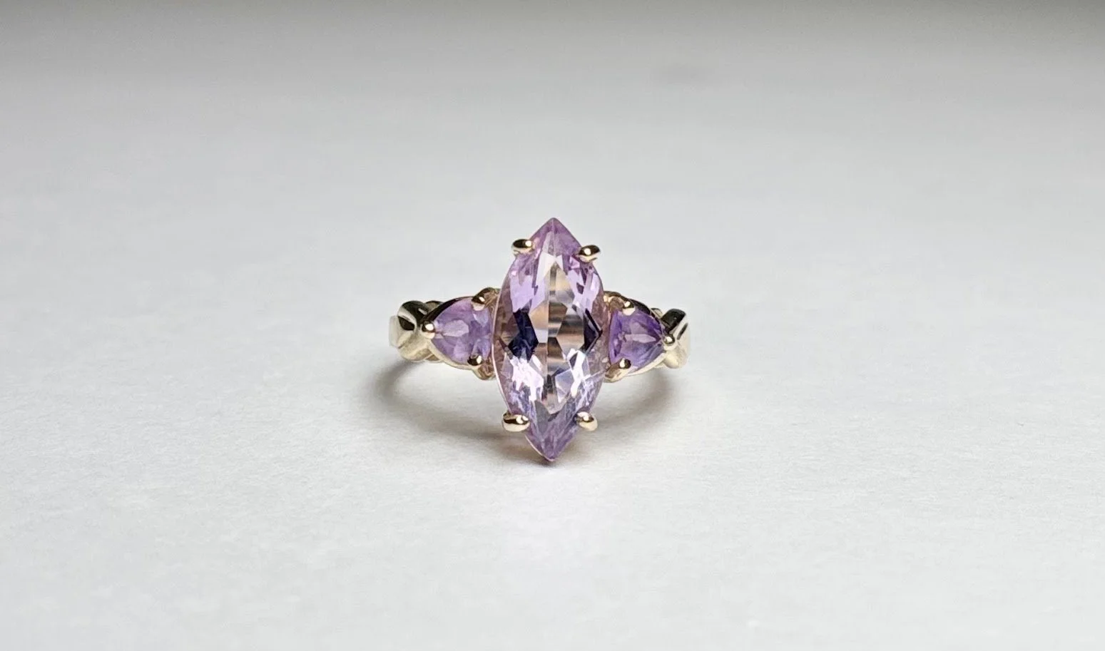 Mid-Century Amethyst Statement Ring in 10K Yellow Gold