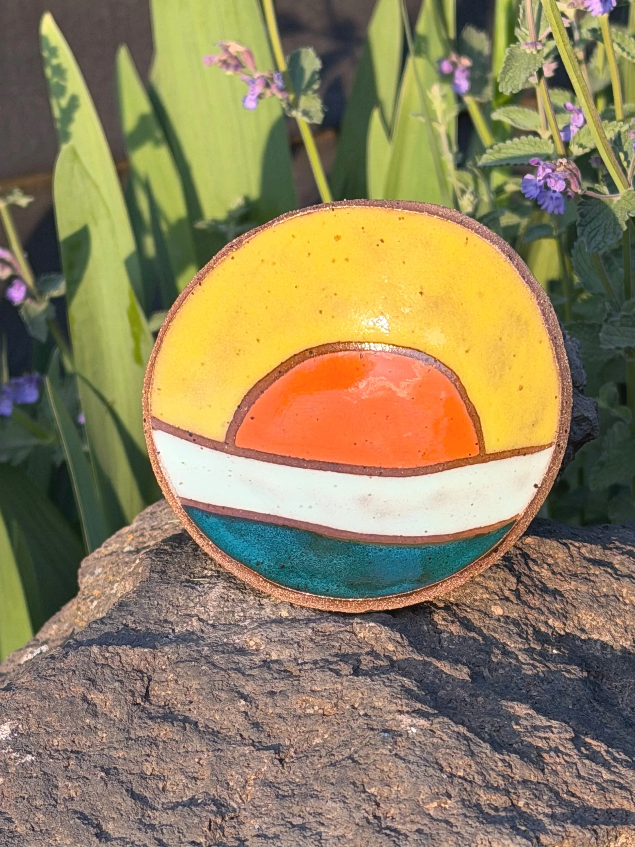 sunset on ocean small dish