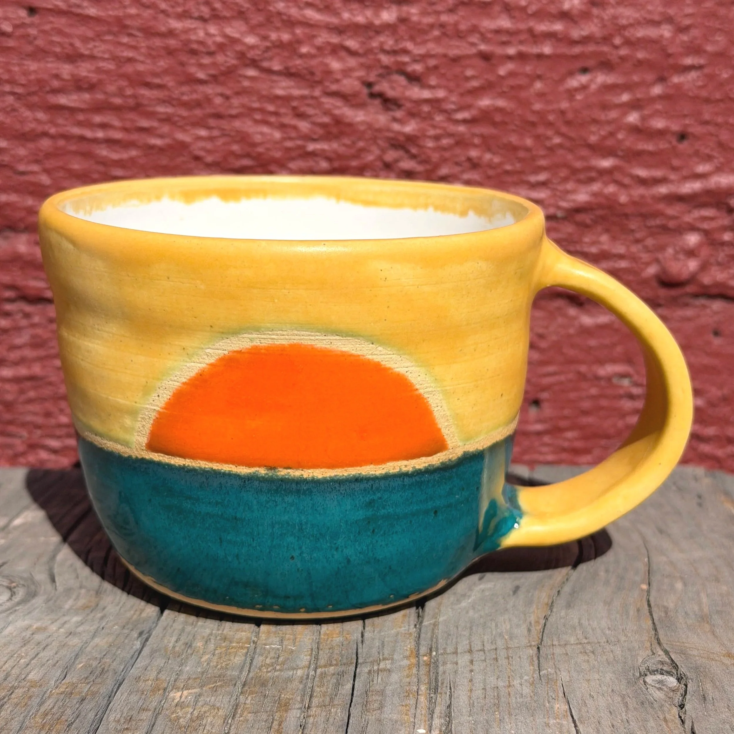 Sunset on Ocean mug in white clay