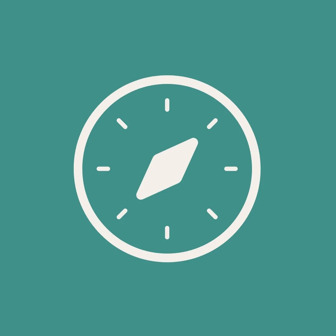 Simple clock icon with a teal background.