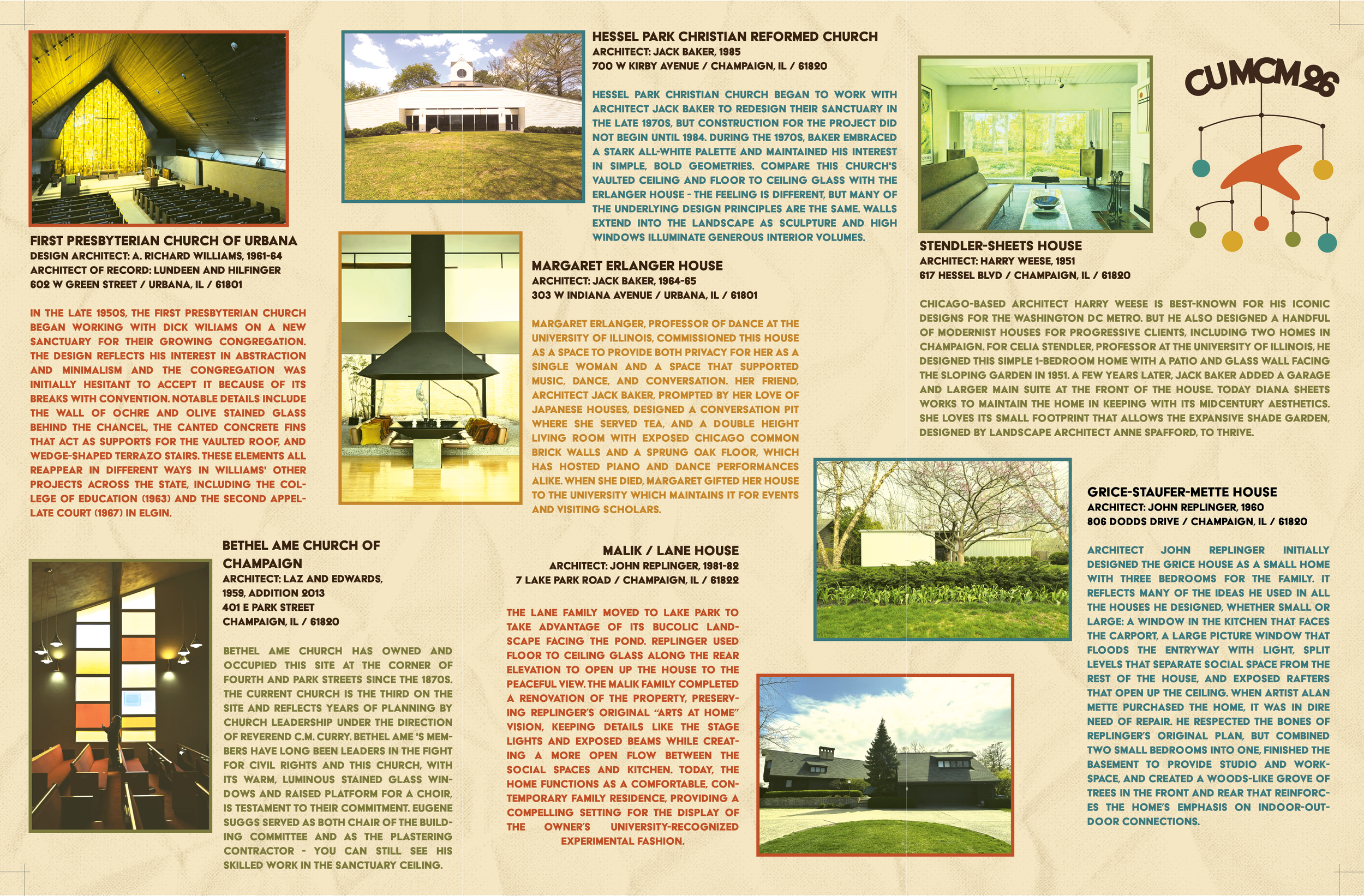 Champaign-Urbana Mid-Century Modern Tours Brochure (Interior)