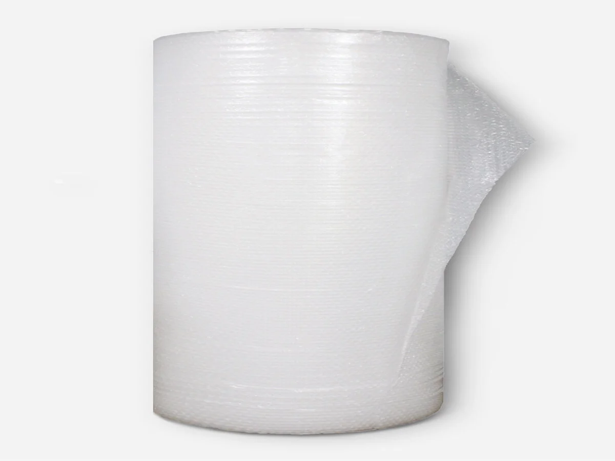 A roll of white bubble wrap.
